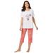 Plus Size Women's 2-Piece Capri PJ Set by Dreams & Co. in Sweet Coral Garden (Size 1X) Pajamas