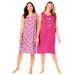 Plus Size Women's 2-Pack Sleeveless Sleepshirt by Dreams & Co. in Raspberry Sorbet Flamingos (Size 26/28) Nightgown