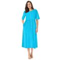 Plus Size Women's Button-Front Essential Dress by Woman Within in Paradise Blue Polka Dot (Size L)