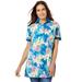 Plus Size Women's Perfect Printed Short-Sleeve Polo Shirt by Woman Within in Bright Cobalt Multi Pretty Tropicana (Size 5X)