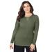 Plus Size Women's Curvy Collection Mesh Inset Top by Catherines in Olive Green (Size 1X)