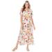 Plus Size Women's Short-Sleeve Crinkle Dress by Woman Within in White Floral (Size S)