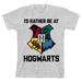 Youth BIOWORLD Heather Gray Harry Potter I'd Rather Be T-Shirt