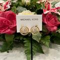 Michael Kors Jewelry | Michael Kors Crystal Pave Logo Hoop Drop Earrings. | Color: Gold | Size: 1" Diameter