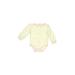 First Impressions Long Sleeve Onesie: Ivory Floral Motif Bottoms - Size 0-3 Month