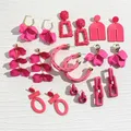 AENSOA-Boucles d'oreilles pendantes roses pour femmes pétales roses chauds boucles d'oreilles