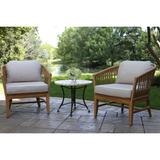 Samera 3 pc. Bohemian Teak and Wicker Seating Group with Mosaic Side Table