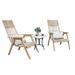Samera 3 pc. Bohemian Teak and Wicker Basket Lounger Set with Marble Side Table
