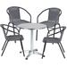 BTEXPERT Indoor Outdoor 23.75" Round Restaurant Table Steel Aluminum + 4 Gray Restaurant Rattan Stack Chairs
