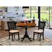 East West Furniture Kitchen Table Set- A Round Dining Room Table and Dining Chairs, Black & Cherry (Pieces & Seat Options)