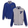 Men's JH Design Gray/Royal St. Louis Blues Embroidered Reversible Full Snap Fleece Jacket