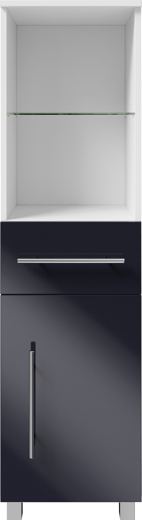 Hochschrank WELLTIME "BAJA", grau, B:32cm H:121cm T:32cm, FSC-zertifizierter Holzwerkstoff, Glas, Kunststoff, MDF, Metall, Schränke, Hochschrank, Badmöbel, Breite 32cm