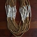 Anthropologie Jewelry | Gold & White Seed Bead Statement Necklace From Anthropologie | Color: Gold/White | Size: Os