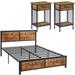 Trent Austin Design® Kempst 3 Piece Bedroom Set Wood Bed Frame & Nightstand Set Wood & Metal/Metal in Black/Brown | Wayfair