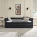 Canora Grey Mikayle Full Daybed w/ Trundle Upholstered/Faux leather in Black/Brown | 30.5 H x 42 W x 85.5 D in | Wayfair