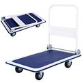 COSTWAY 150kg/300kg Folding Platform Trolley, Heavy Duty Hand Sack Truck with Handle & Bumper Strips, Rolling Flatbed Cart Dolly for Easy Transportation and Heavy Lifting (90x60x88cm, 300kg Capacity)