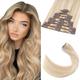 TESS Blonde Clip in Hair Extensions Real Human Hair, 22 Inch 75g Hair Extensions Clip in, 8 PCS Clip in Hair Extensions - (Ash Blonde & Bleach Blonde)