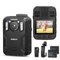 BOBLOV B4K2 128GB 4K Body Worn Camera with GPS, Two 3000mAh Batteries for 14-16hours Record, 4K Camcorders Video Camera with Charging Dock