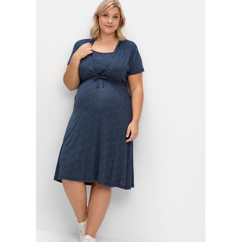 „Umstandskleid SHEEGO „“Große Größen““ Gr. 50, Normalgrößen, blau (nachtblau bedruckt) Damen Kleider Umstandskleider aus Jersey, mit Stillfunktion“