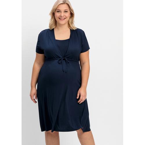 „Umstandskleid SHEEGO „“Große Größen““ Gr. 44, Normalgrößen, blau (nachtblau) Damen Kleider Umstandskleider aus Jersey, mit Stillfunktion“