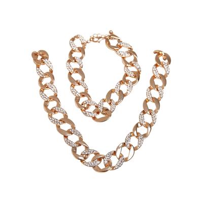 Bettelarmband URBAN CLASSICS "Urban Classics Unisex Basic Diamond Necklace And Bracelet Set", gold, Armbänder, Damen, one size, Zink, Bettelarmband Image