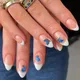 Faux ongles pointus à tête ronde outil de manucure French Stiletto presse bleu papillon blanc