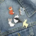 Broche Origami créative en métal émail Badge de dessin animé lapin Panda renard broche sac à dos