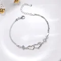 Bracelets coeur en cristal plaqué argent pour femme bijoux mignons classiques fête de mariage