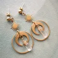 Boucles d'oreilles soleil et lune boucles d'oreilles en cristal de Quartz naturel boucles