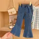 Jeans à la mode pour filles pantalons évasés décontractés pour enfants pantalons amincissants