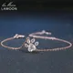 LAMOON-Bracelet en forme de patte de cœur quartz rose naturel bijoux en argent regardé 100% or