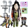 Costume Cosplay de Razor Genshin Impact Jeu d'Anime Chaussures Collier Uniforme Perruque Tenue