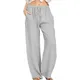 Pantalon large en lin pour femme pantalon de loisirs urbains streetwear monochrome vêtements de