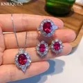 Boucles d'oreilles/bague/collier en diamant pierres précieuses rubis de luxe ensembles de bijoux