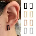Boucles d'oreilles carrées géométriques noires pour femmes et filles petits clous boule triangle