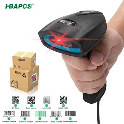 HBAPOS – Scanner de codes-barres filaire QR 2D câble USB portable lecteur de Codes à barres sans