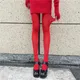 Collants sexy anti-crochet en velours pour femmes collants rouges chaussettes féminines leggings