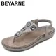 BEYARNE-Sandales plates en cristal pour femmes chaussures d'été tongs de plage grande taille