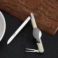 Fourchette couteau cuillère couverts de Camping pique-nique blanc laiteux Portable pliant en acier