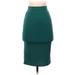 Shein Casual Midi Skirt Calf Length: Teal Print Bottoms - Women's Size X-Small