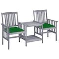 vidaXL Gartenstühle mit Teetisch und Kissen Massivholz Akazie