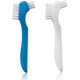 Denture Brush- Premium Hygiene Denture Cleaner Denture Care- Top Denture Cleaning Tool Dental Brushes Retainer Cleaner Orthodontic Toothbrushes Teeth Cleaner Toothï¼ˆBlue whiteï¼‰ï¼ˆ2pcsï¼‰