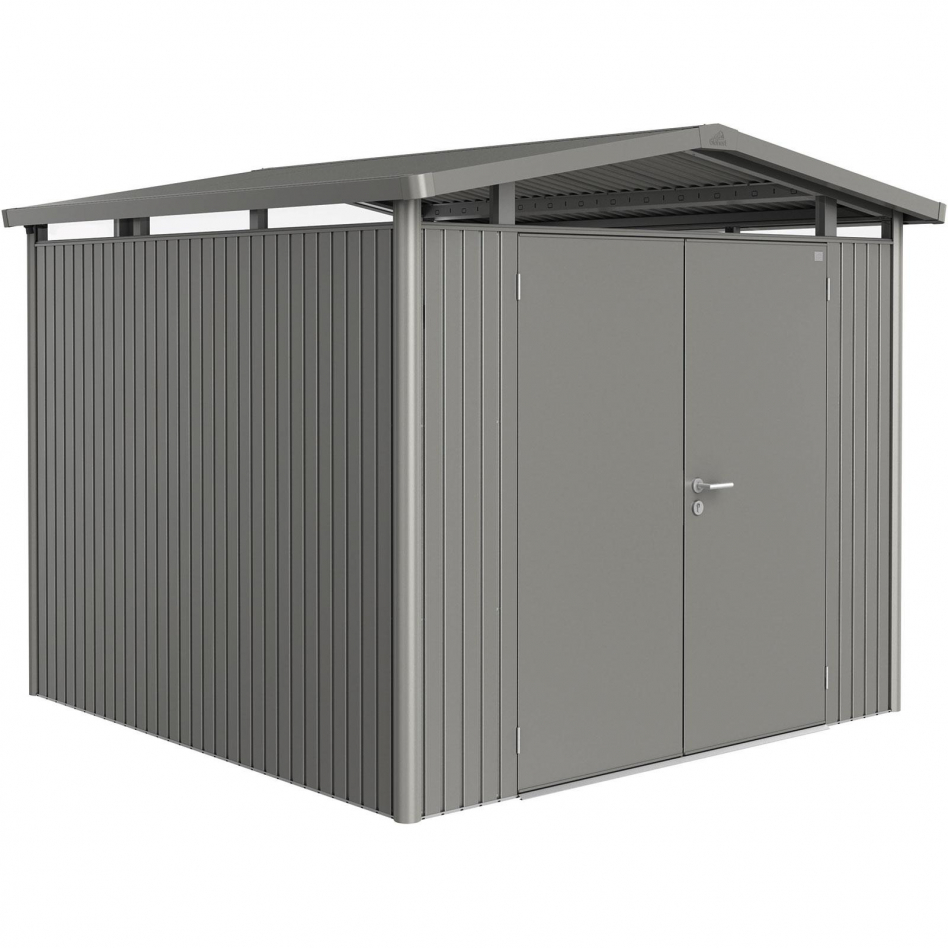 Biohort Gerätehaus Panorama quarzgrau-metallic Geräteschuppen, Doppeltür, P4 (273x278 cm) Image