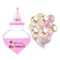 1 Set Pet Adorable Saliva Tissue Hat Latex Balloons Birthday Party Supplies for Pet Dog Puppy (Pink Birthday Hat + Bib + Clouds