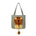 Breathable Canvas Messenger Bag Lion-Shaped Tote Portable Puppy Bag Cat Package Shoulder Bags Pet Knapsack DARK GREY L