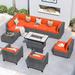 Latitude Run® Reniyah 11 Piece Sofa Seating Group w/ Cushions Synthetic Wicker/All - Weather Wicker/Wicker/Rattan in Orange | Outdoor Furniture | Wayfair