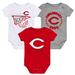 Newborn & Infant Red/White/Heather Gray Cincinnati Reds Biggest Little Fan 3-Pack Bodysuit Set