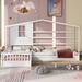 Wood House Bed Twin Size, 2 Twin Solid Bed L structure with fence and slatted frame