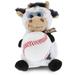 DolliBu Cow Stuffed Animal with Baseball Plush - Soft Huggable Cow Adorable Playtime Sitting Cow Plush Toy Cute Farm Animal Gift Baseball Plush Doll Animal Toy for Kids and Adults - 7 Inch