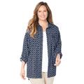 Plus Size Women's Liz&Me® Camp Shirt by Liz&Me in Navy Lobster Geo (Size 0X)